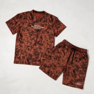 Ensemble T-shirt et Short Homme Tie-Dye Marron – Textile Made in Tunisia | Ulosport.tn