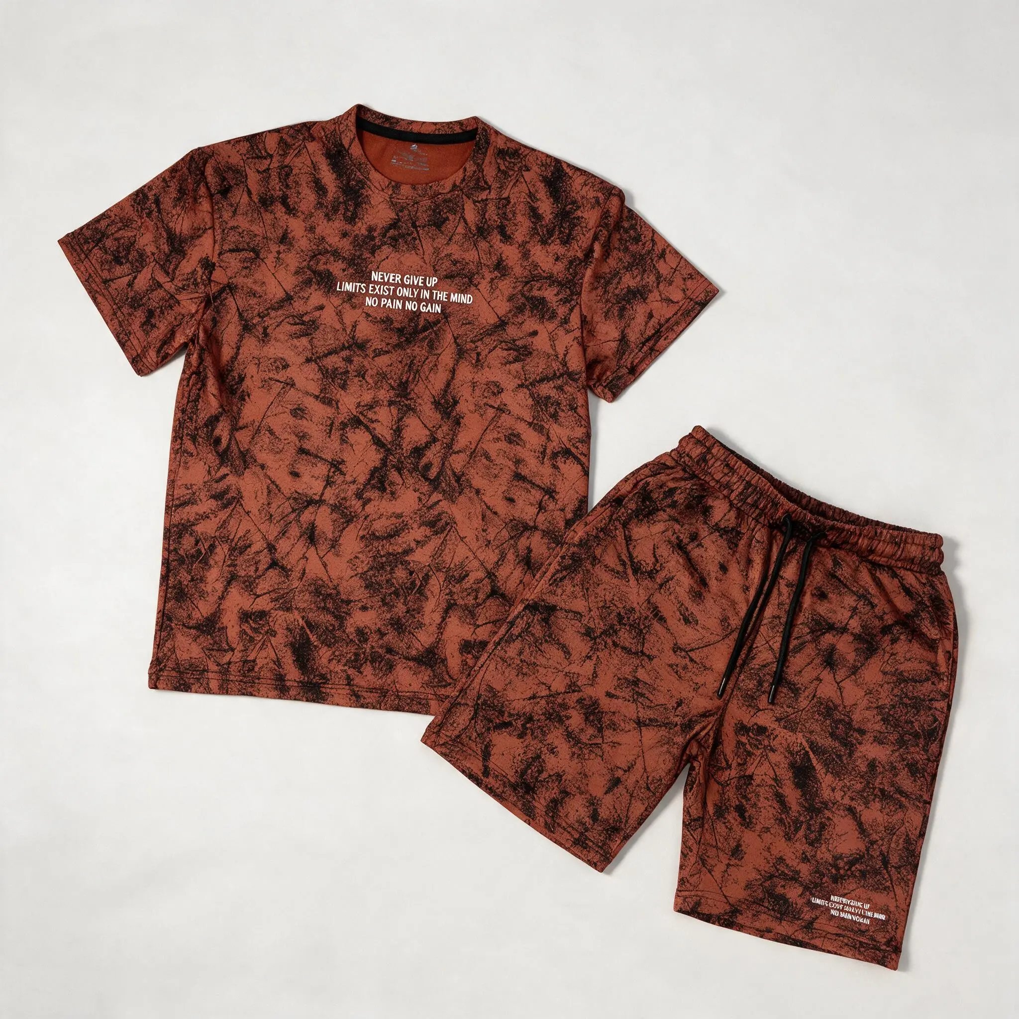 Ensemble T-shirt et Short Homme Tie-Dye Marron – Textile Made in Tunisia | Ulosport.tn