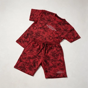Ensemble T-shirt et Short Homme Imprimé Rouge Tie-Dye – Textile Made in Tunisia | Ulosport.tn